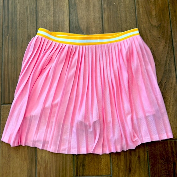 JCrew pink mesh golf skirt/shorts w/ gold&white striped waist XL great condition - Picture 1 of 8